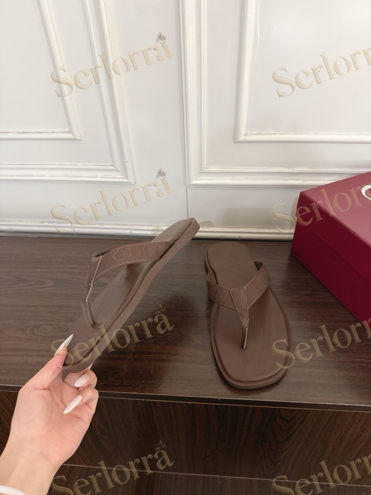 GUCCI EMBOSSED GG FABRIC THONG FLIP FLOPS