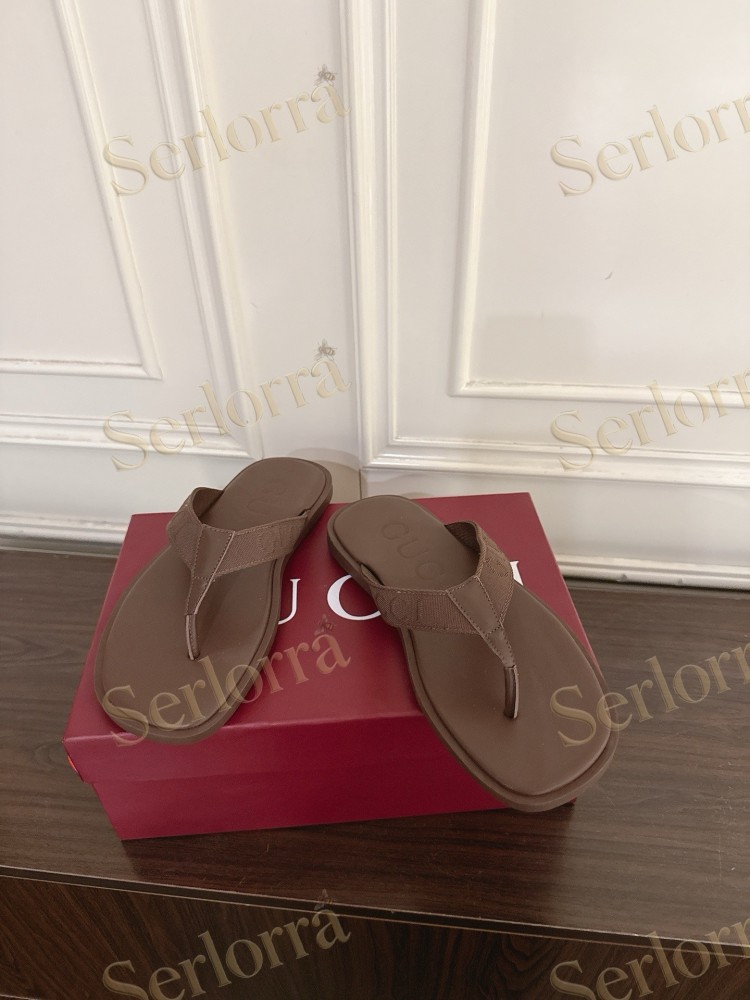 GUCCI EMBOSSED GG FABRIC THONG FLIP FLOPS