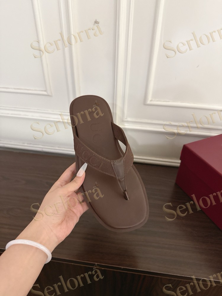 GUCCI EMBOSSED GG FABRIC THONG FLIP FLOPS