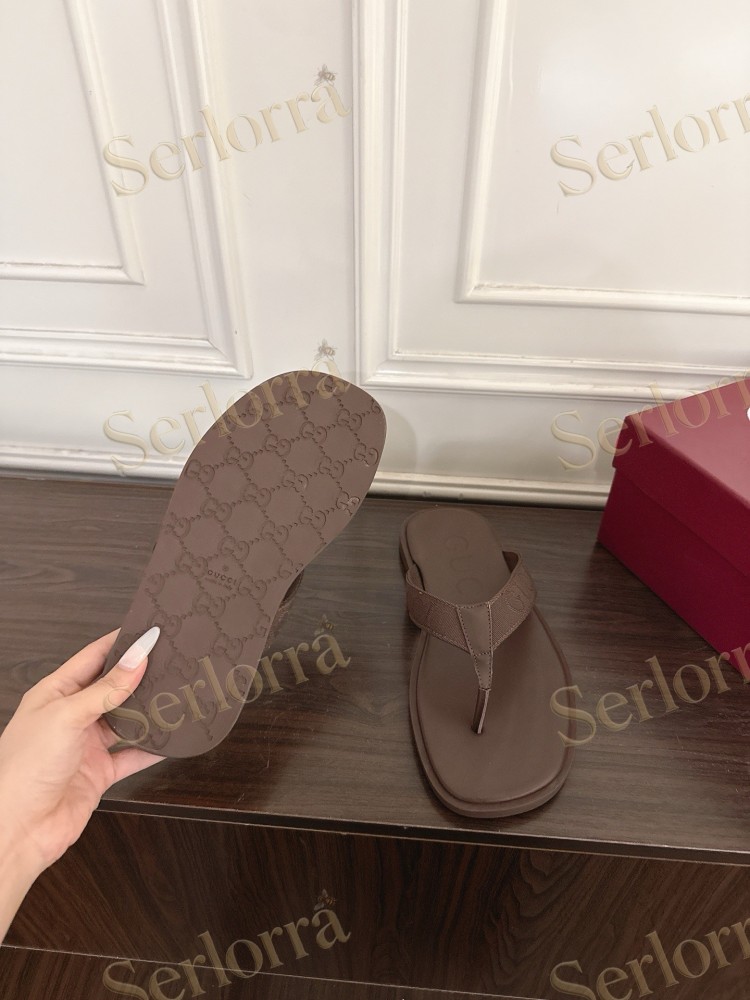 GUCCI EMBOSSED GG FABRIC THONG FLIP FLOPS