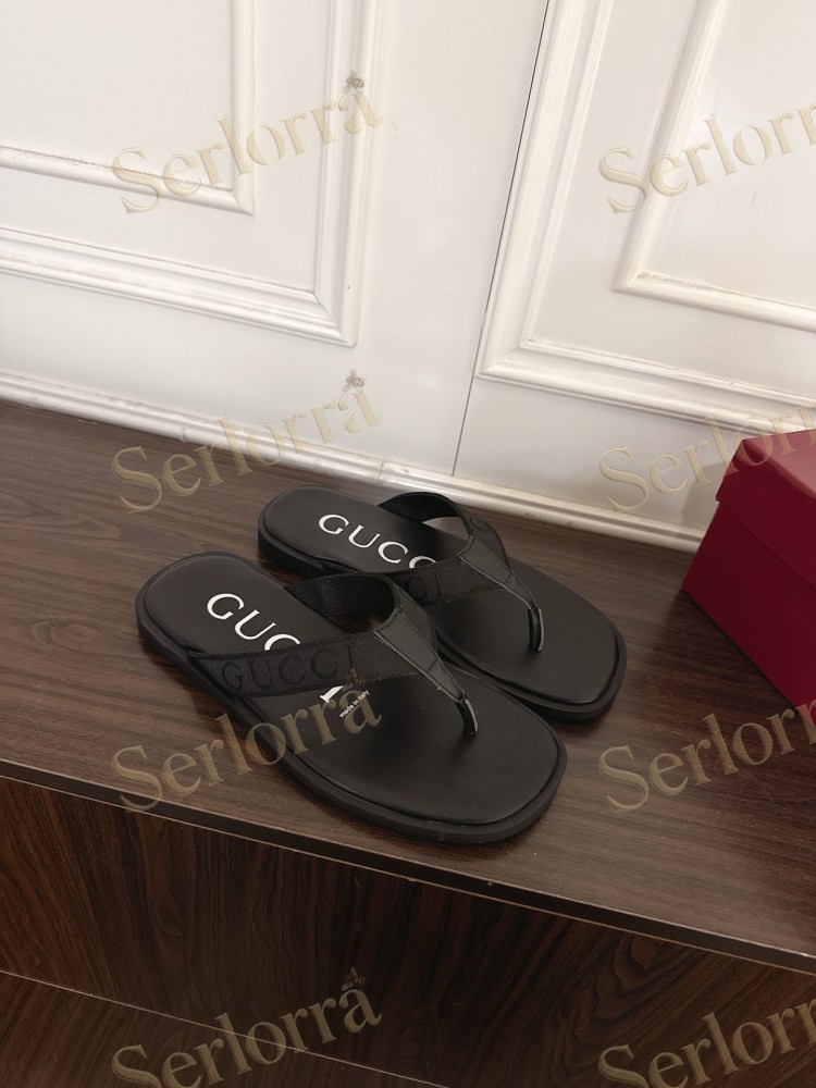 GUCCI EMBOSSED GG FABRIC THONG FLIP FLOPS