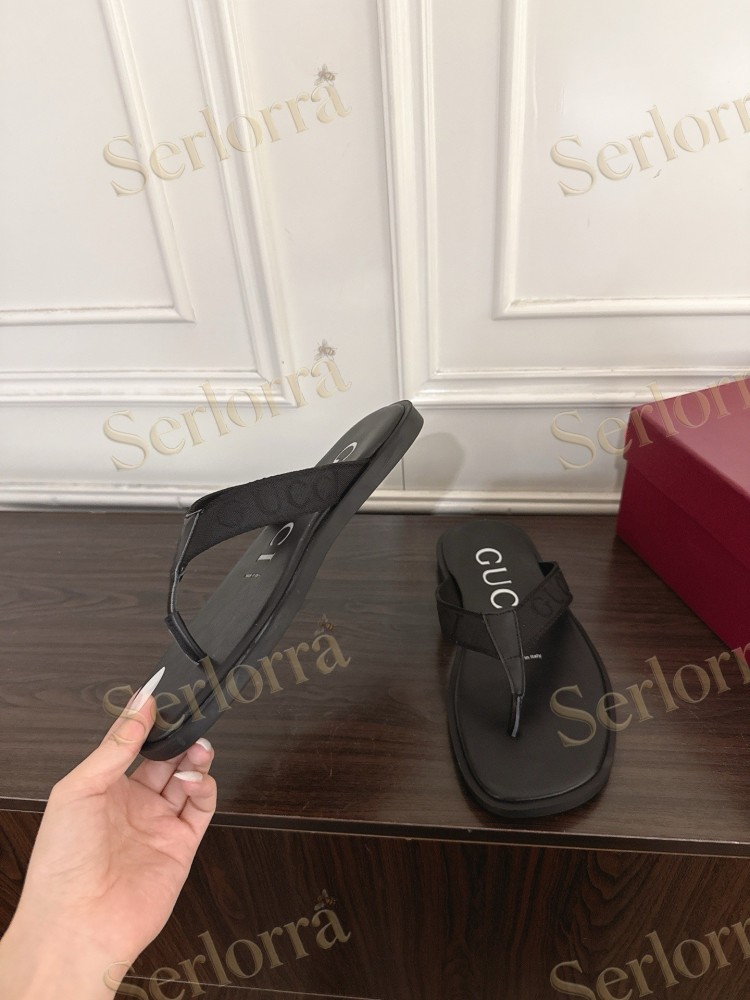 GUCCI EMBOSSED GG FABRIC THONG FLIP FLOPS