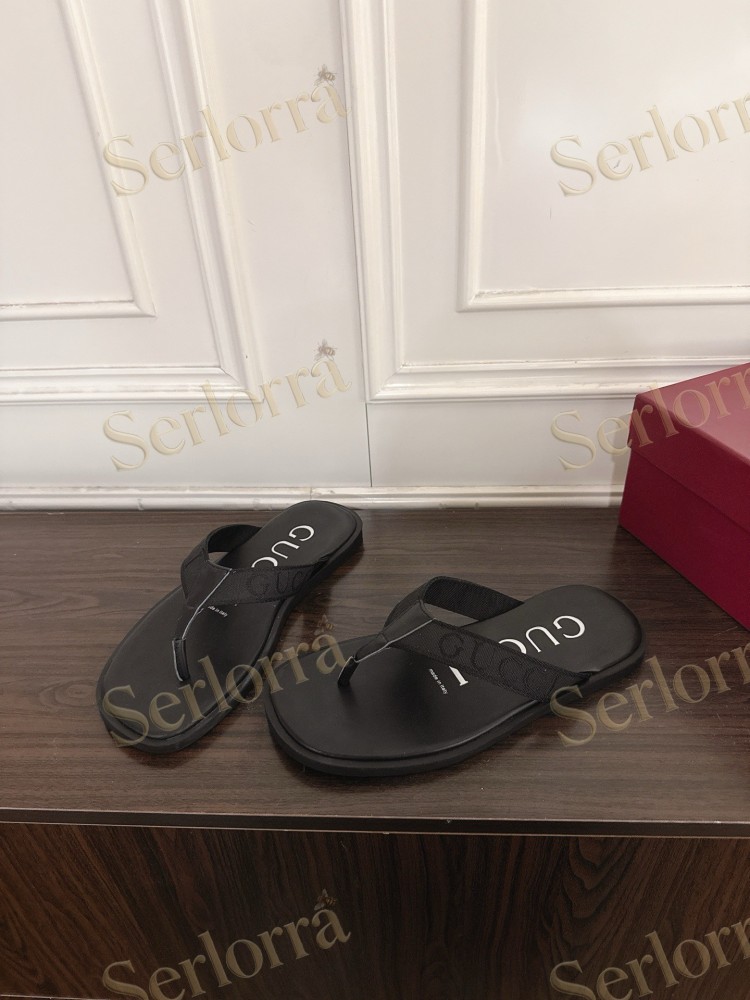 GUCCI EMBOSSED GG FABRIC THONG FLIP FLOPS