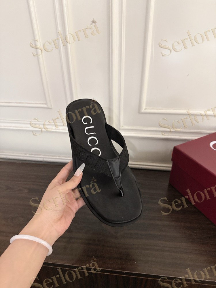 GUCCI EMBOSSED GG FABRIC THONG FLIP FLOPS