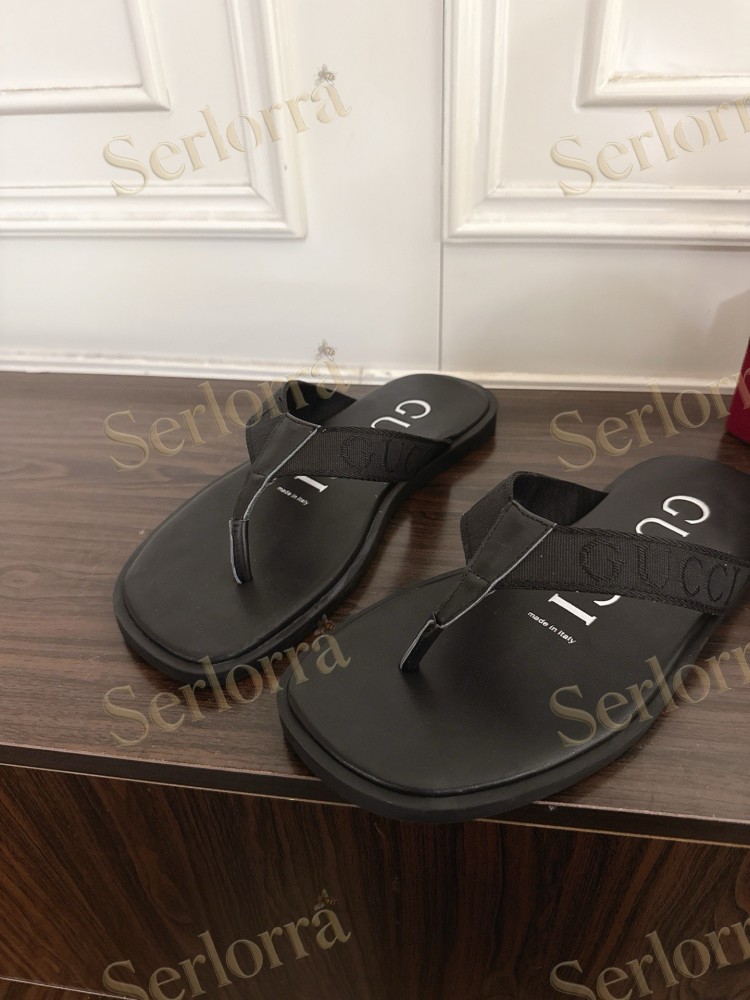 GUCCI EMBOSSED GG FABRIC THONG FLIP FLOPS
