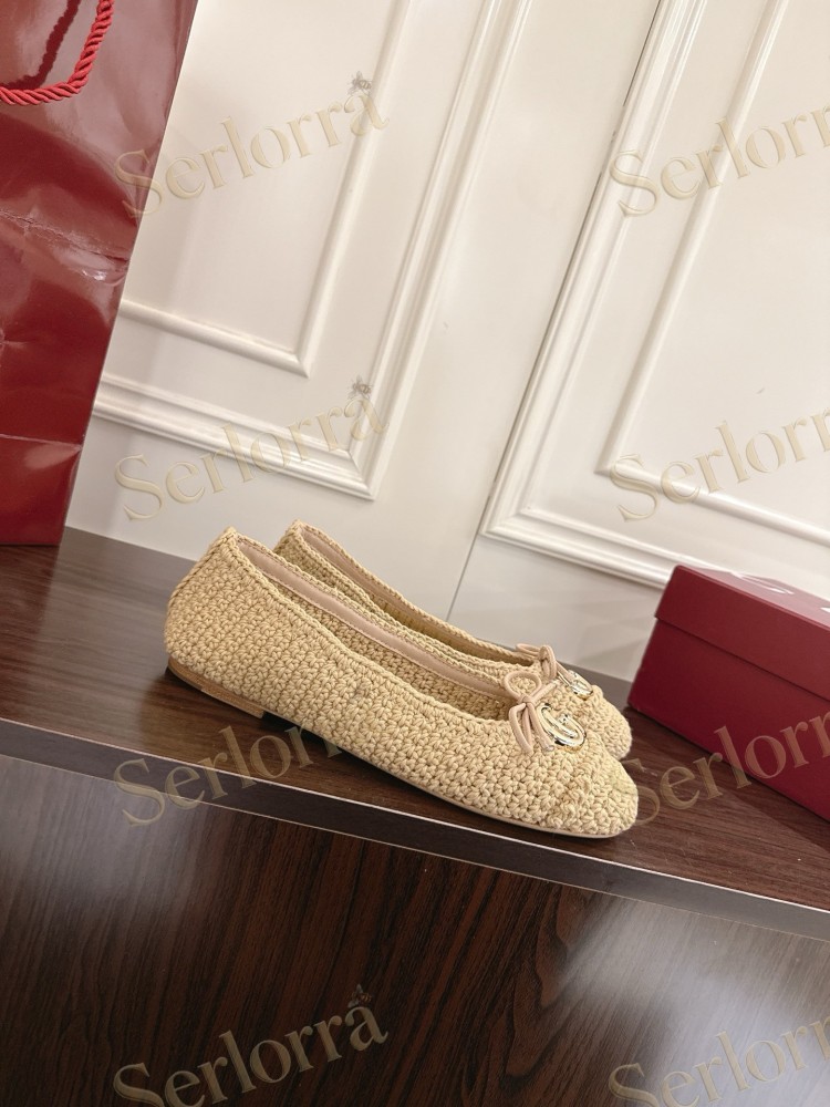 GUCCI GG CRYSTAL CANVAS BOW CAP TOE BALLET FLATS