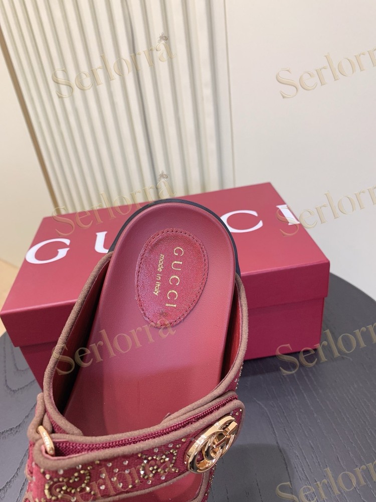 GUCCI GG CRYSTAL CANVAS DOUBLE STRAP SLIDE SANDALS