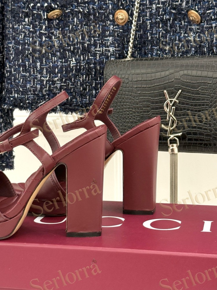 GUCCI MARMONT DOUBLE G QUILTED LEATHER PLATFORM BLOCK HEEL ANKLE STRAP SANDALS