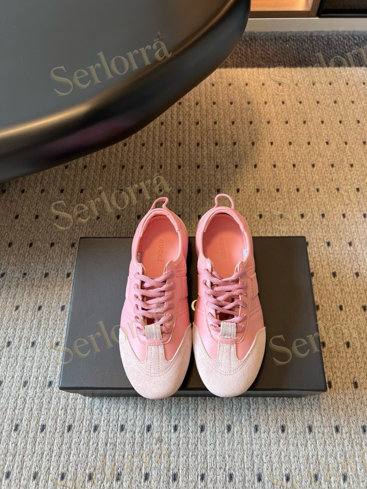 GUCCI SUEDE & LEATHER LOW TOP LACE-UP SNEAKERS