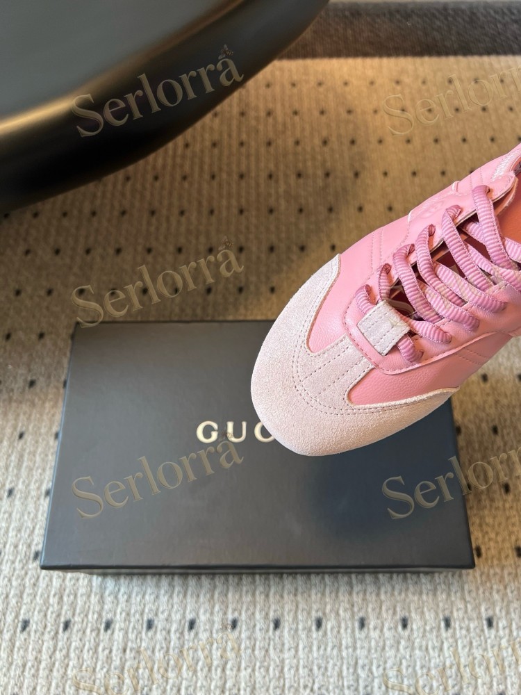 GUCCI SUEDE & LEATHER LOW TOP LACE-UP SNEAKERS