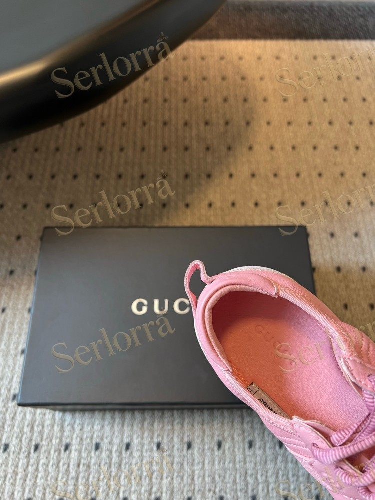 GUCCI SUEDE & LEATHER LOW TOP LACE-UP SNEAKERS