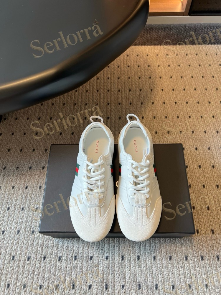 GUCCI SUEDE & LEATHER LOW TOP LACE-UP SNEAKERS