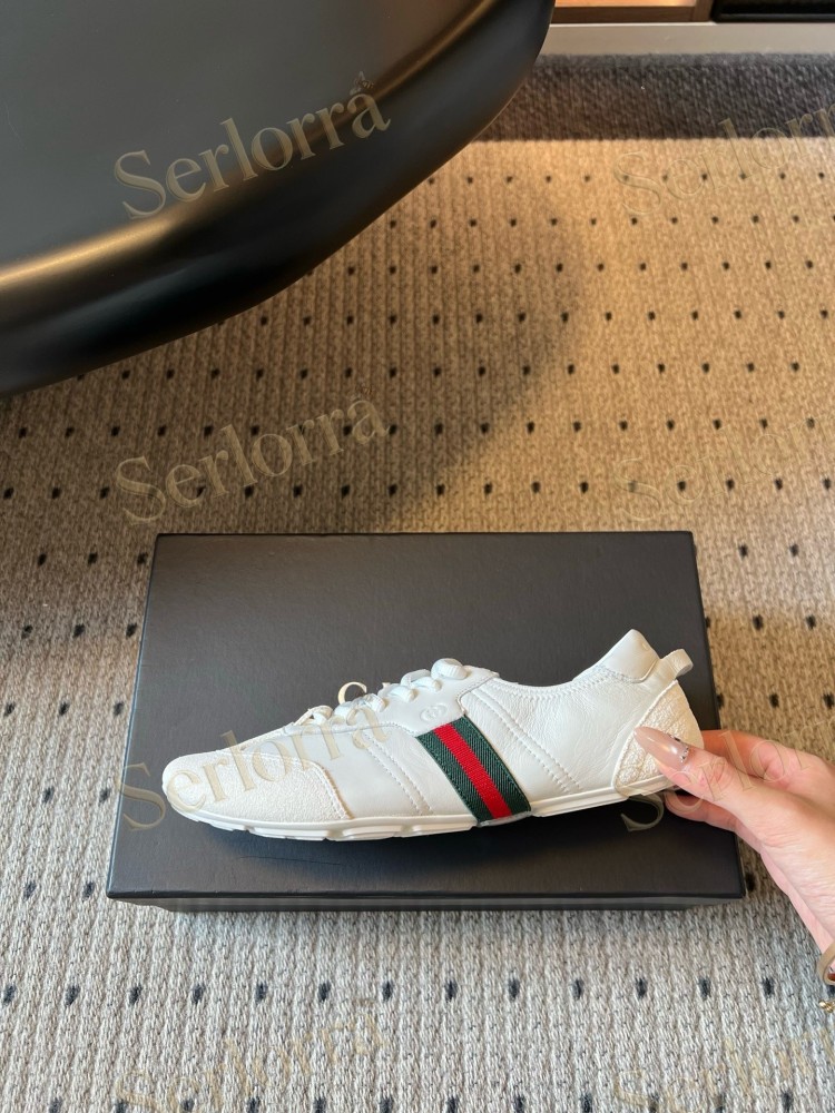 GUCCI SUEDE & LEATHER LOW TOP LACE-UP SNEAKERS