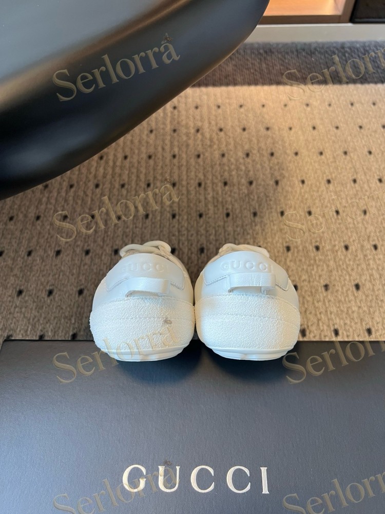 GUCCI SUEDE & LEATHER LOW TOP LACE-UP SNEAKERS
