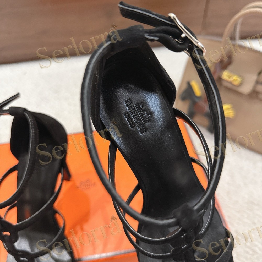 HERMÈS FUCHSIA SUEDE STRAPPY HIGH‑HEEL SANDALS