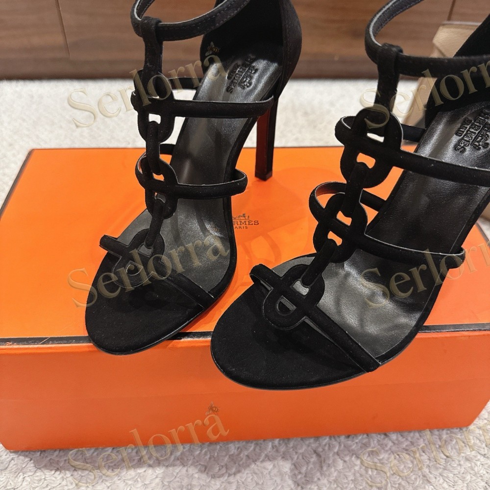 HERMÈS FUCHSIA SUEDE STRAPPY HIGH‑HEEL SANDALS