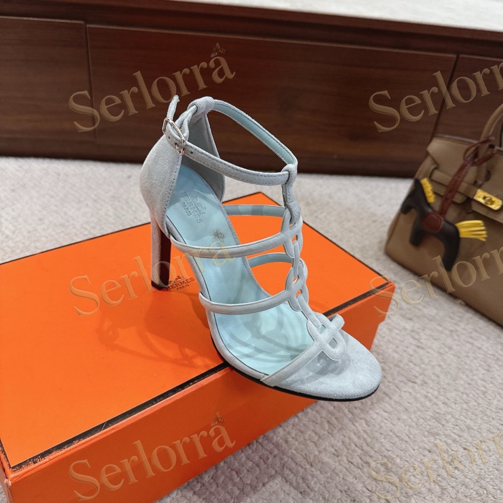 HERMÈS FUCHSIA SUEDE STRAPPY HIGH‑HEEL SANDALS