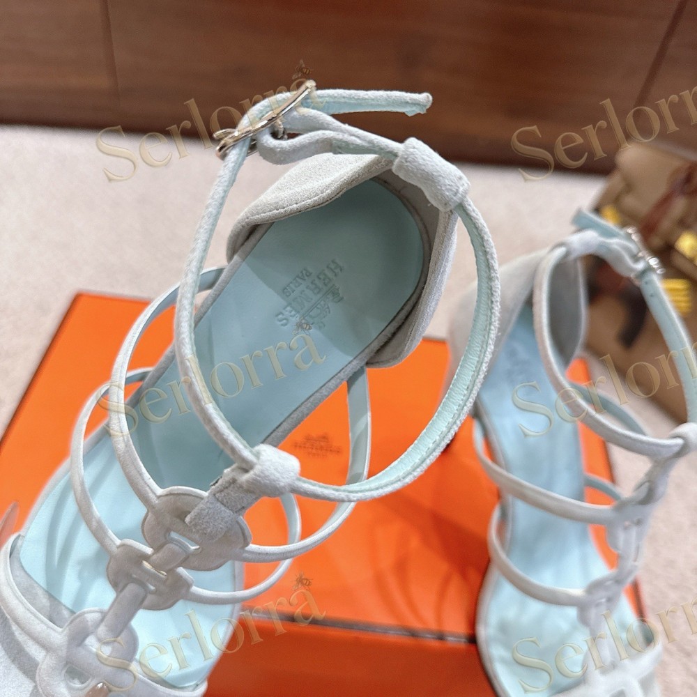 HERMÈS FUCHSIA SUEDE STRAPPY HIGH‑HEEL SANDALS