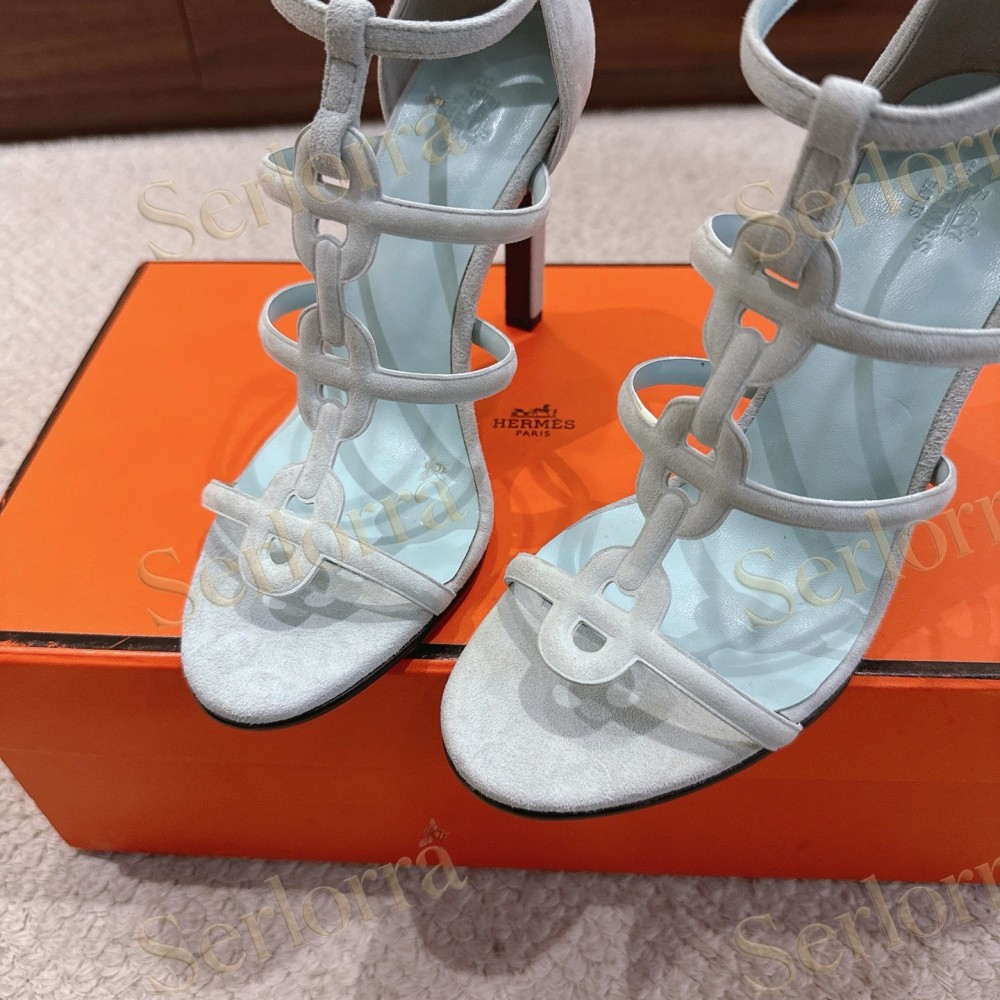 HERMÈS FUCHSIA SUEDE STRAPPY HIGH‑HEEL SANDALS
