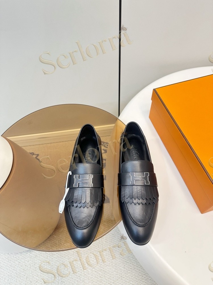 HERMÈS ROYAL FRINGED H BUCKLE LOAFERS
