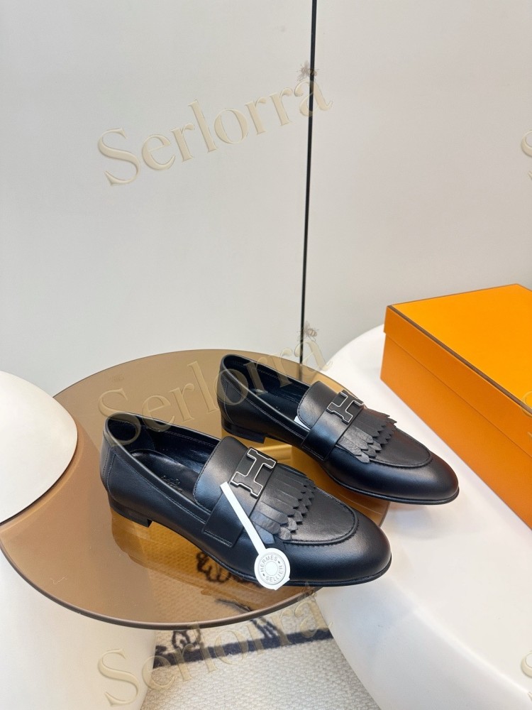 HERMÈS ROYAL FRINGED H BUCKLE LOAFERS