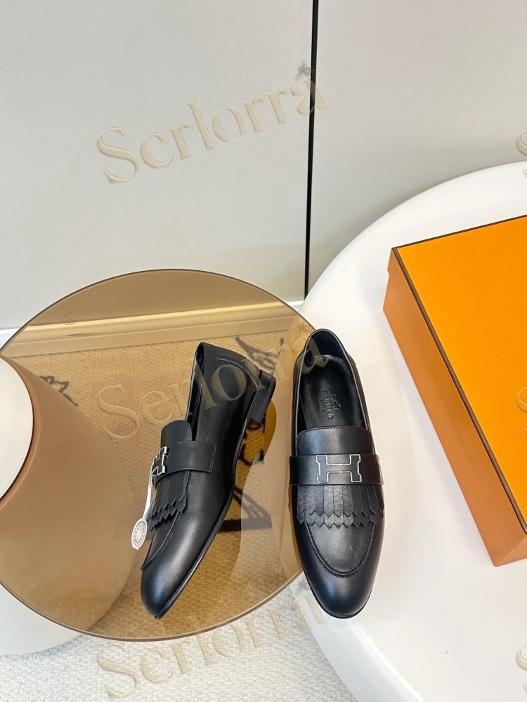 HERMÈS ROYAL FRINGED H BUCKLE LOAFERS