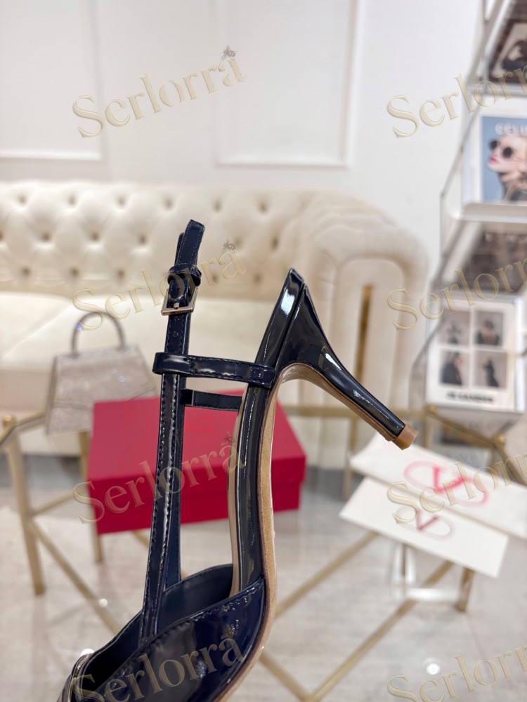VALENTINO GARAVANI VLOGO SIGNATURE PATENT‑LEATHER SLINGBACK PUMPS 80MM