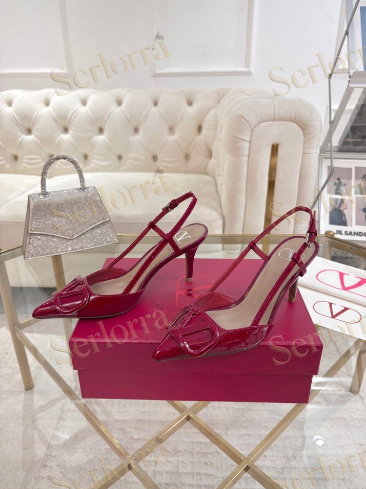 VALENTINO GARAVANI VLOGO SIGNATURE PATENT‑LEATHER SLINGBACK PUMPS 80MM