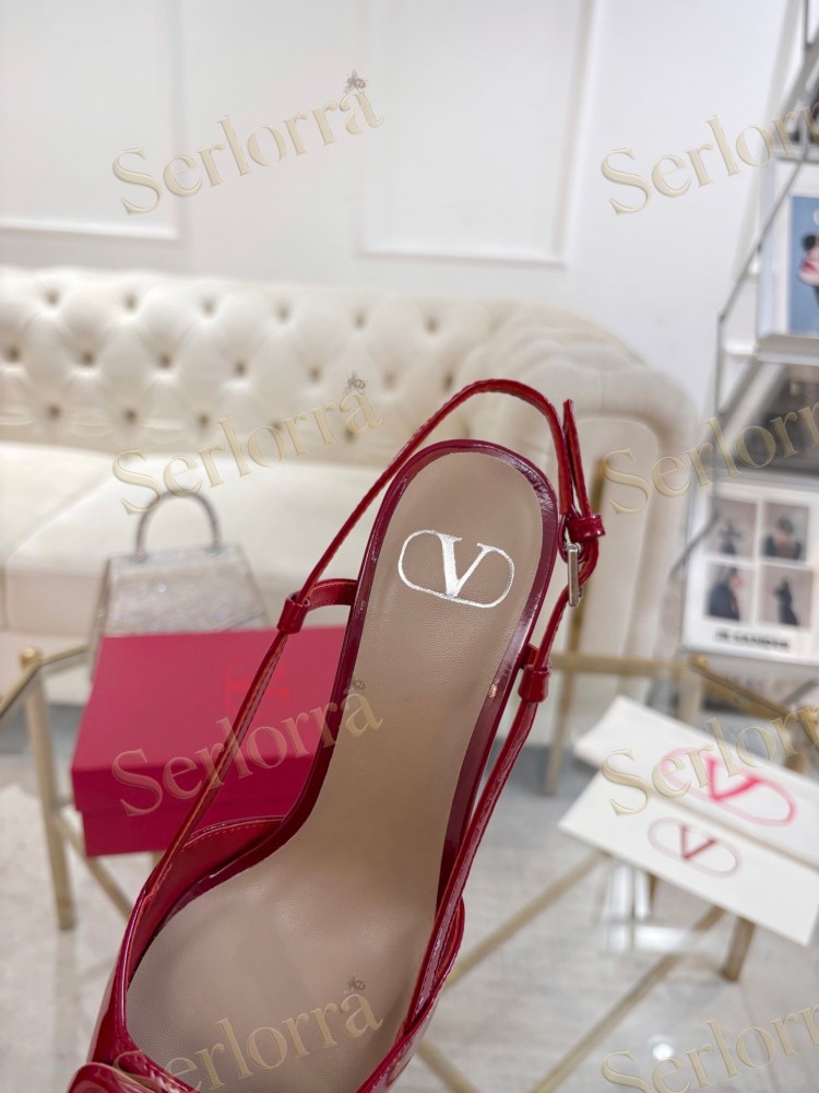 VALENTINO GARAVANI VLOGO SIGNATURE PATENT‑LEATHER SLINGBACK PUMPS 80MM