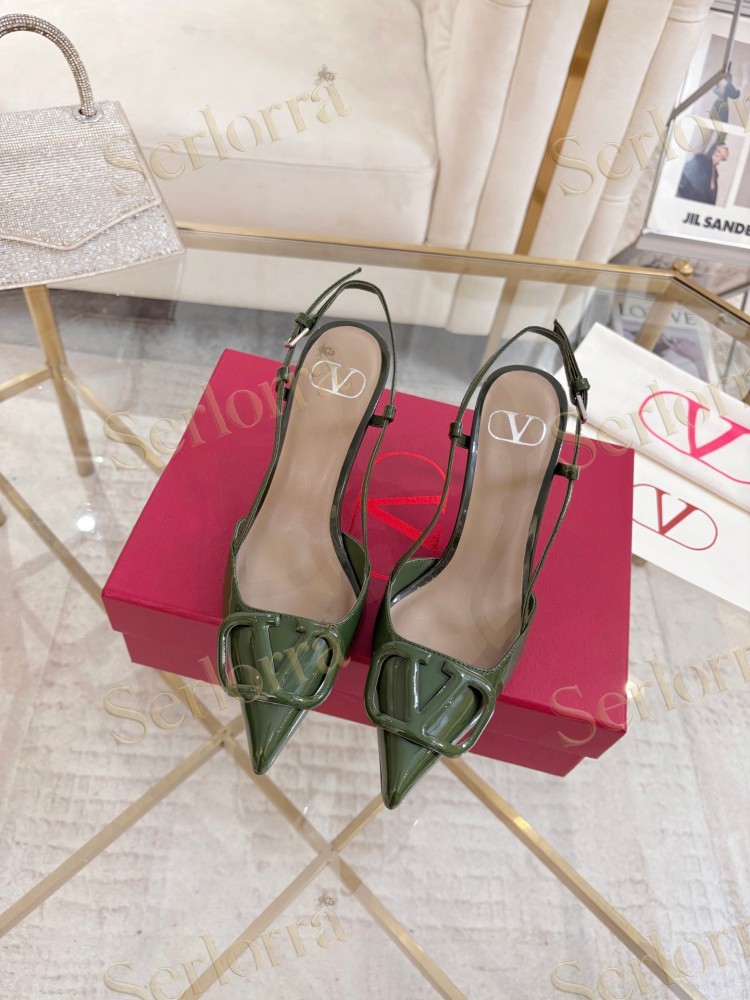 VALENTINO GARAVANI VLOGO SIGNATURE PATENT‑LEATHER SLINGBACK PUMPS 80MM