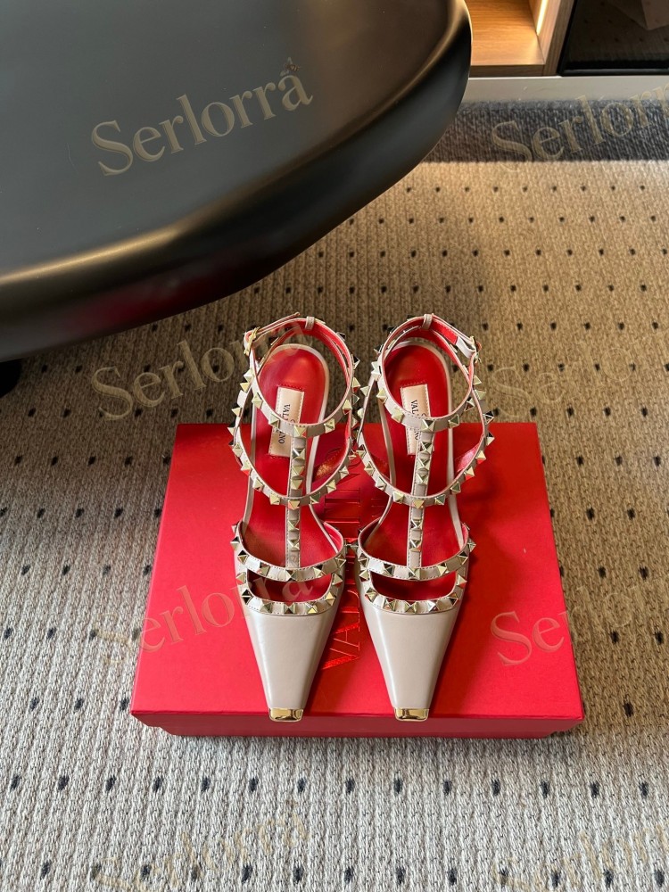 VALENTINO GARAVANI SUEDE ROCKSTUD CAGED ANKLE-STRAP STILETTO PUMPS