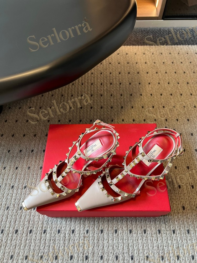 VALENTINO GARAVANI SUEDE ROCKSTUD CAGED ANKLE-STRAP STILETTO PUMPS