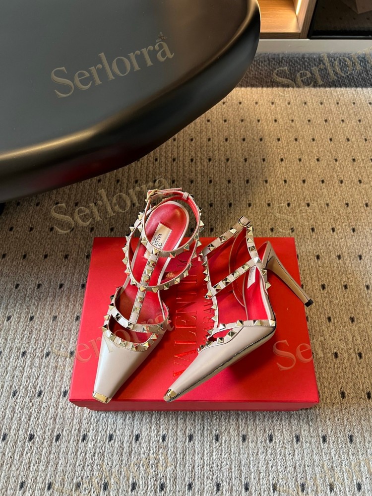VALENTINO GARAVANI SUEDE ROCKSTUD CAGED ANKLE-STRAP STILETTO PUMPS