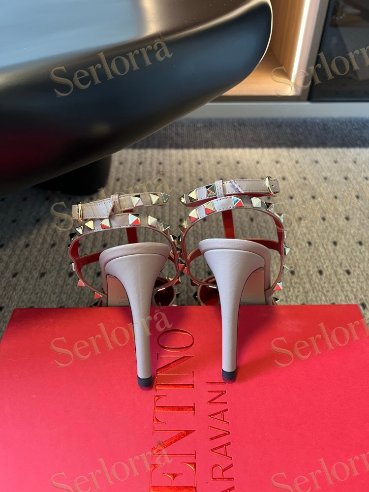 VALENTINO GARAVANI SUEDE ROCKSTUD CAGED ANKLE-STRAP STILETTO PUMPS