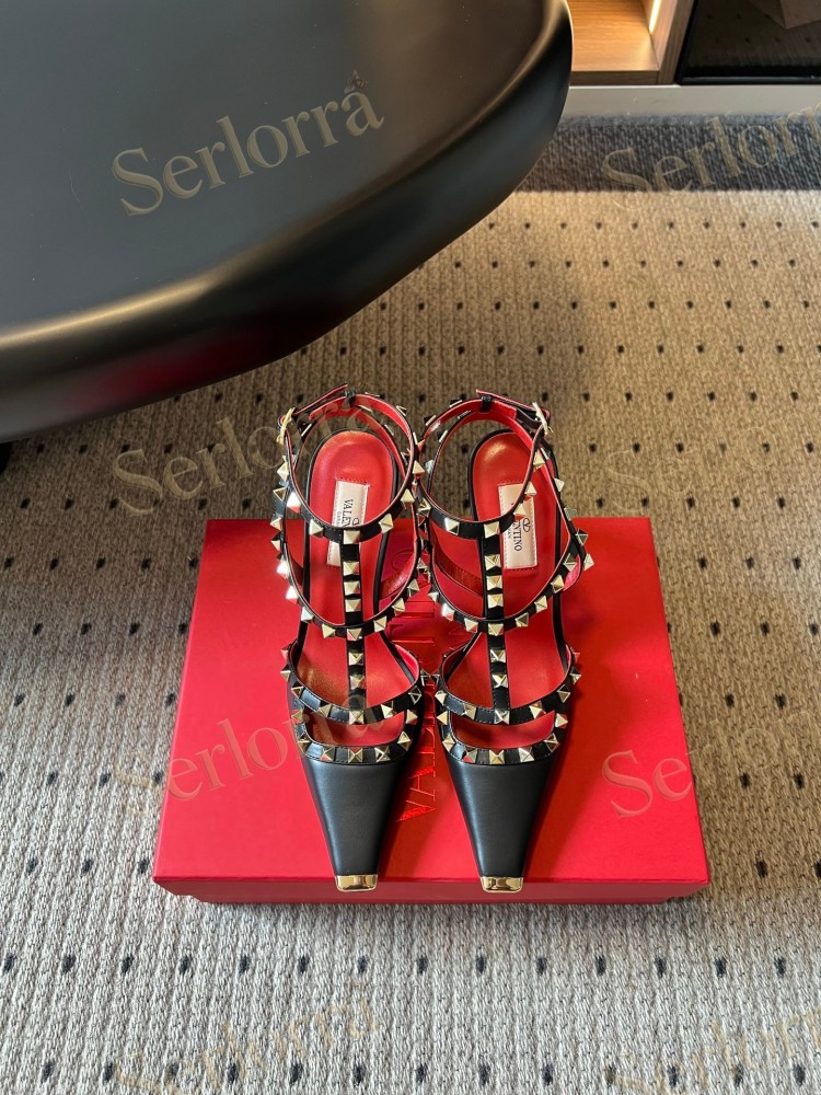 VALENTINO GARAVANI SUEDE ROCKSTUD CAGED ANKLE-STRAP STILETTO PUMPS