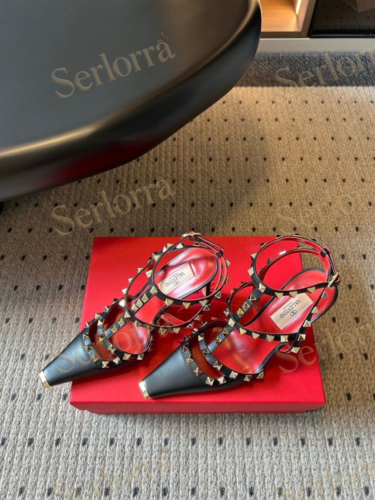 VALENTINO GARAVANI SUEDE ROCKSTUD CAGED ANKLE-STRAP STILETTO PUMPS