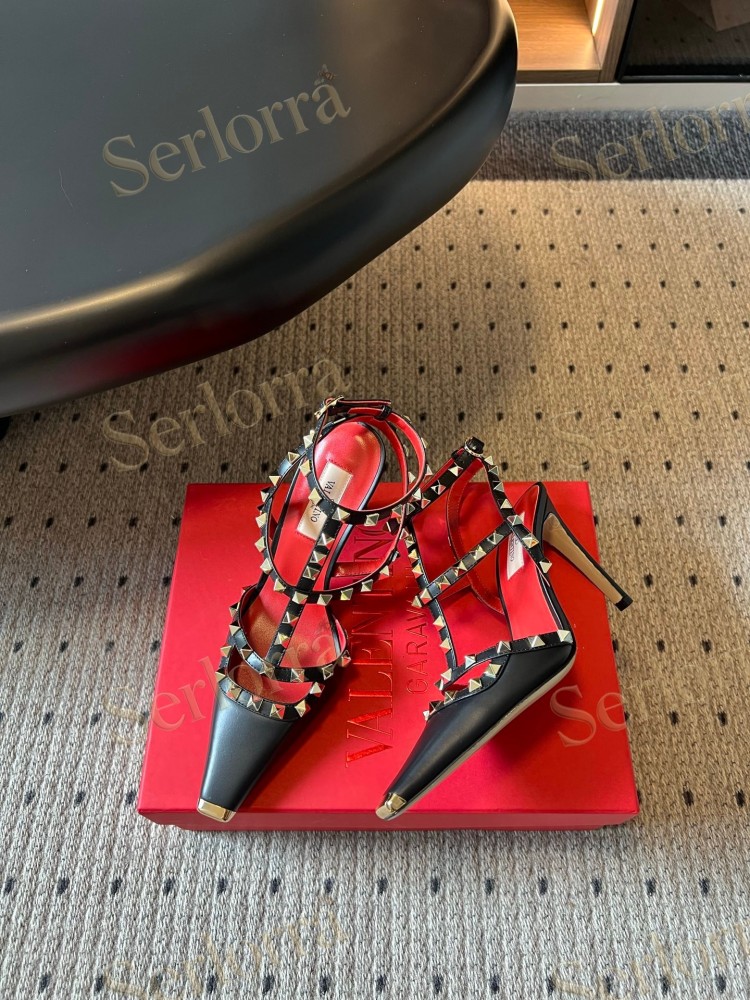VALENTINO GARAVANI SUEDE ROCKSTUD CAGED ANKLE-STRAP STILETTO PUMPS