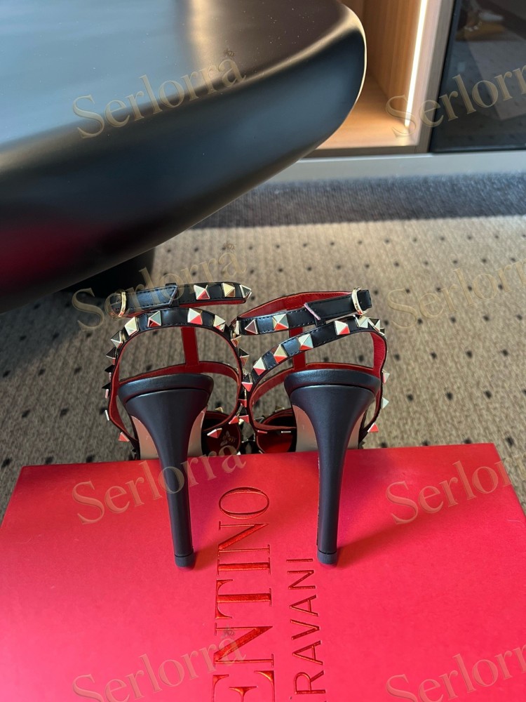 VALENTINO GARAVANI SUEDE ROCKSTUD CAGED ANKLE-STRAP STILETTO PUMPS