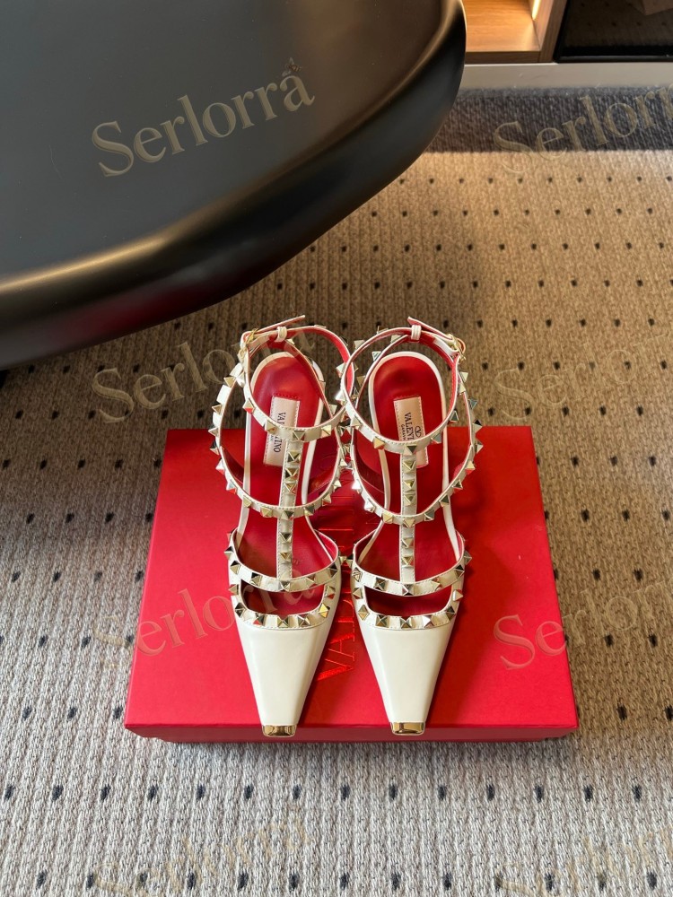 VALENTINO GARAVANI SUEDE ROCKSTUD CAGED ANKLE-STRAP STILETTO PUMPS