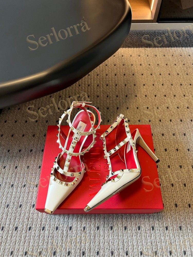 VALENTINO GARAVANI SUEDE ROCKSTUD CAGED ANKLE-STRAP STILETTO PUMPS