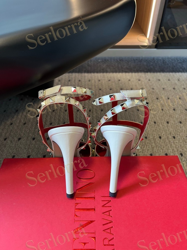 VALENTINO GARAVANI SUEDE ROCKSTUD CAGED ANKLE-STRAP STILETTO PUMPS
