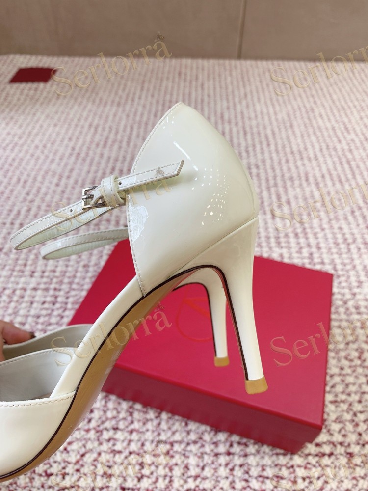 VALENTINO GARAVANI BLACK PATENT LEATHER VLOGO POINTED‑TOE ANKLE‑STRAP STILETTO PUMPS