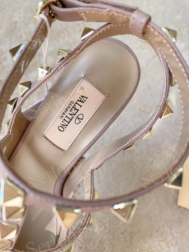 VALENTINO GARAVANI ROCKSTUD ANKLE STRAP POINTED‑TOE HIGH‑HEEL SANDALS