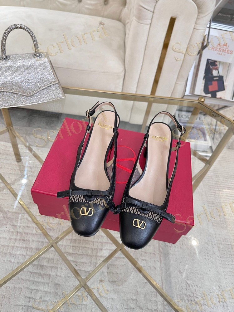 VALENTINO GARAVANI VALET DU ROI MESH AND KIDSKIN SLINGBACK PUMPS