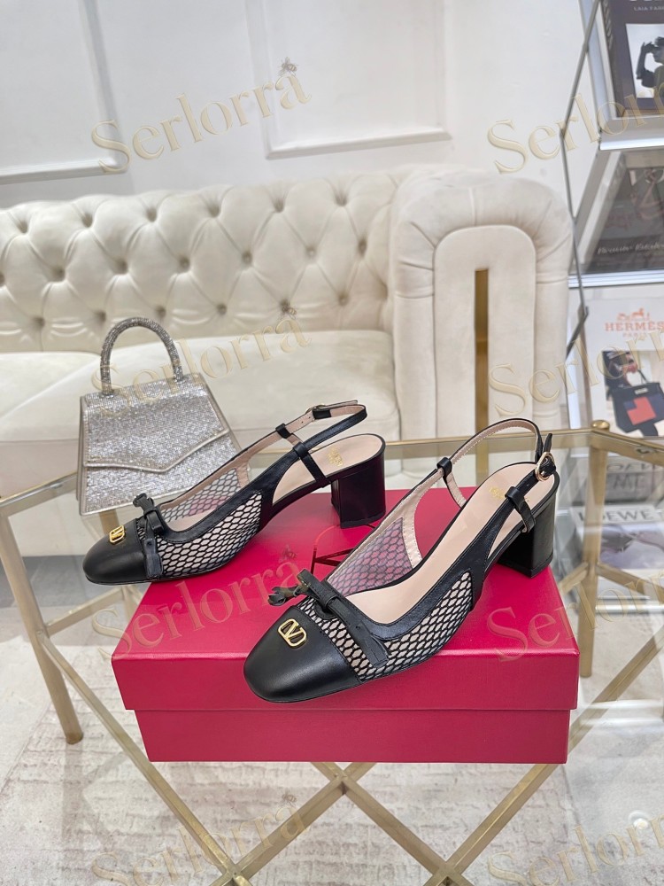VALENTINO GARAVANI VALET DU ROI MESH AND KIDSKIN SLINGBACK PUMPS