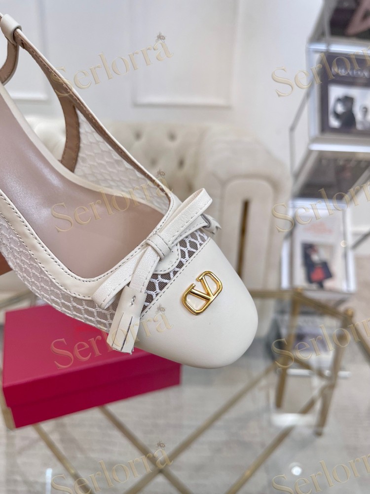VALENTINO GARAVANI VALET DU ROI MESH AND KIDSKIN SLINGBACK PUMPS