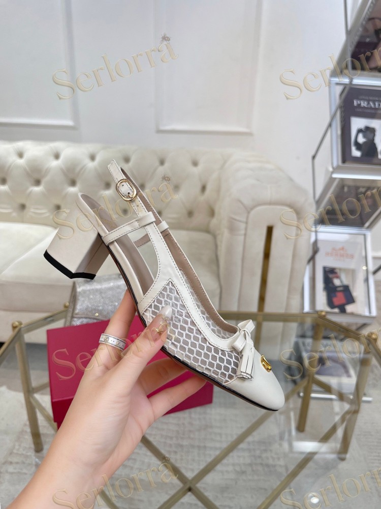VALENTINO GARAVANI VALET DU ROI MESH AND KIDSKIN SLINGBACK PUMPS
