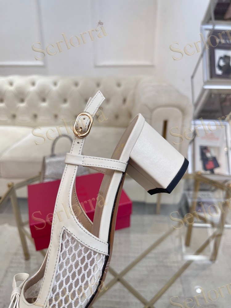 VALENTINO GARAVANI VALET DU ROI MESH AND KIDSKIN SLINGBACK PUMPS
