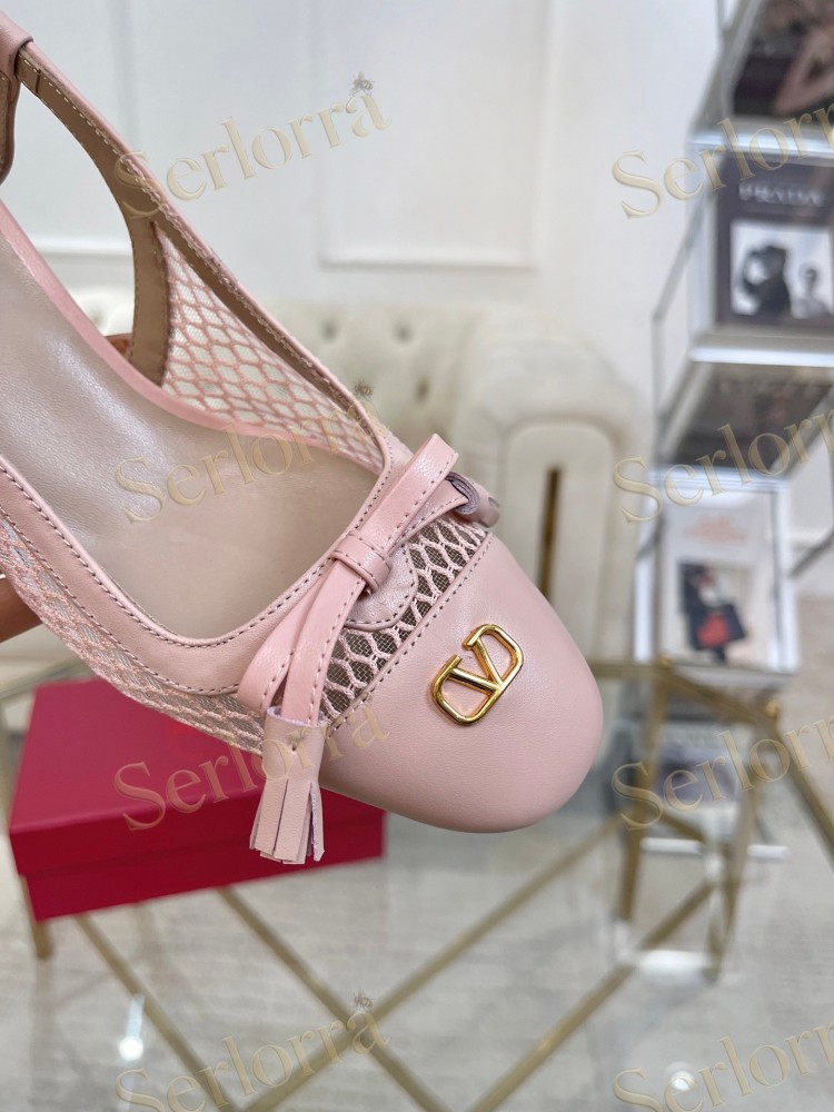 VALENTINO GARAVANI VALET DU ROI MESH AND KIDSKIN SLINGBACK PUMPS