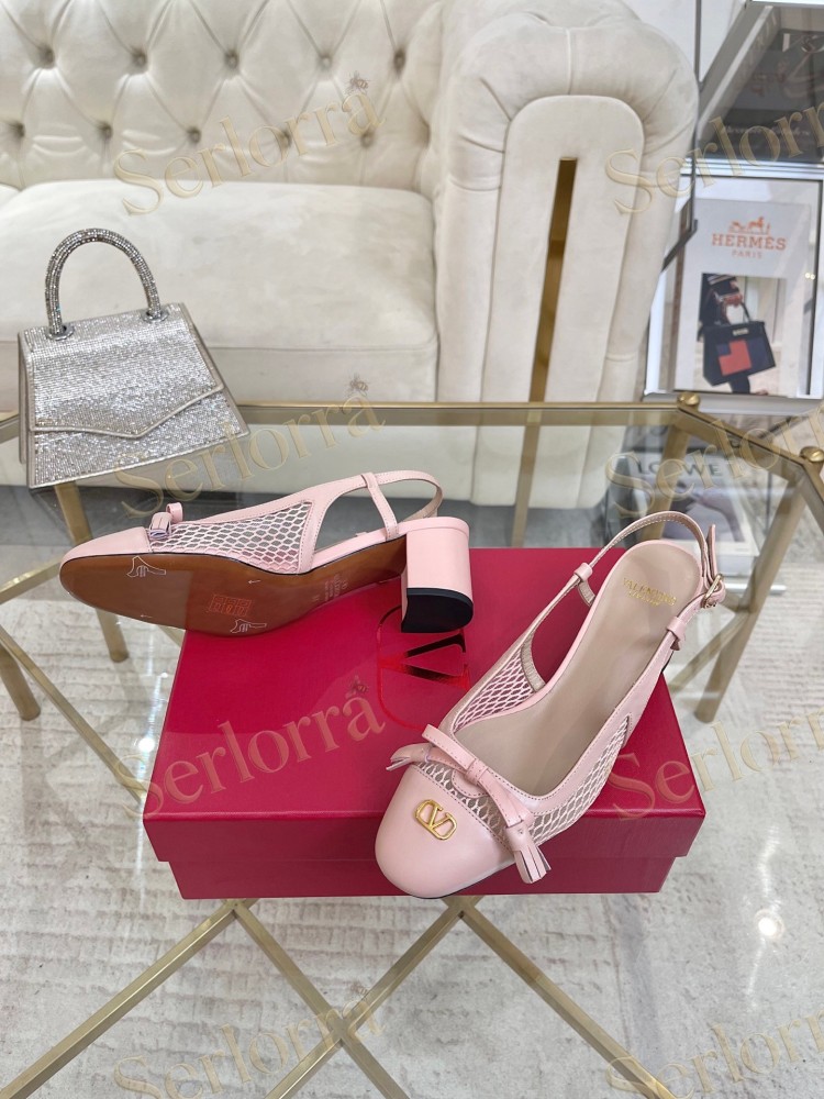 VALENTINO GARAVANI VALET DU ROI MESH AND KIDSKIN SLINGBACK PUMPS